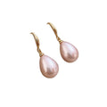 Court Style Faux Pearl Oval Teardrop Hook Earrings For Women Elegant Minimalist Design view 5