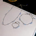 Light Luxury Stainless Steel Zircon Water Drop Pendant Necklace Bracelet Adjustable Ring Jewelry Set view 3