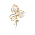 Alloy Cat Eye Stone Hollow Leaf Brooch For Elegant Apparel view 1