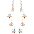 Vintage Court Style Copper Drop Earrings With Zircon Butterfly Tassel Pendant view 5