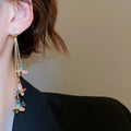 Vintage Court Style Copper Drop Earrings With Zircon Butterfly Tassel Pendant view 3