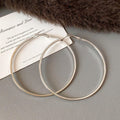 Metal Silver Pin Geometric Wrinkle Round Hoop Earrings For Women Minimalist Statement Style view 2