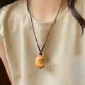 Minimalist Braided Cord Wooden Star And Moon Pendant Sweater Necklace For Women view 3