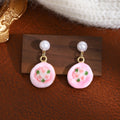 French Colorful Enamel Flower Pearl Stud Earrings Forest Fresh Sweet Light Luxury Fashion Ear Jewelry view 4