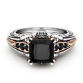 Black Square Stone Filigree Silver Tone Ring Polished Jewelry Accessory view 2