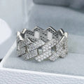 Niche Designer Punk Tech Style Ring For Women, Sparkling Personalized Fashion Band Jewelry view 2
