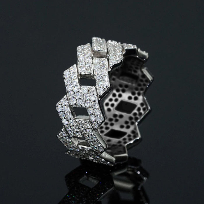 Niche Designer Punk Tech Style Ring For Women, Sparkling Personalized Fashion Band Jewelry