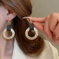 Metal Leaf Sequin Stud Earrings For Women, Light Luxury Unique Designer Jewelry view 4