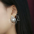 New Elegant Lady Stud Earrings With Faux Pearl Waterdrop Design Princess Geometric Jewelry view 4
