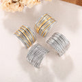 Two Tone Line Design Stud Earrings For Women, Elegant French Chic Business Commute Jewelry view 3