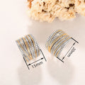 Two Tone Line Design Stud Earrings For Women, Elegant French Chic Business Commute Jewelry view 4