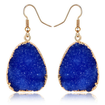 Gold Tone Teardrop Crystal Cluster Drop Earrings in Nine Colors