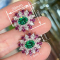 Luxury Colorful Flower Geometric Stud Earrings For Women With Oval Zircon Eye Catching Jewelry view 4