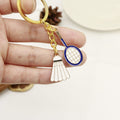 Metal Badminton Racket Keychain Backpack Charm Sports Gift view 3