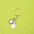 Metal Badminton Racket Keychain Backpack Charm Sports Gift view 1