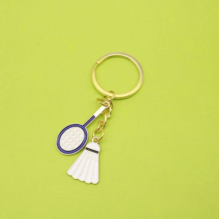 Metal Badminton Racket Keychain Backpack Charm Sports Gift