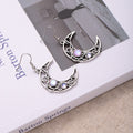 Elegant Vintage Hollow Filigree Crescent Moon Alloy Moonstone Crystal Dangle Hook Women's Earrings view 3