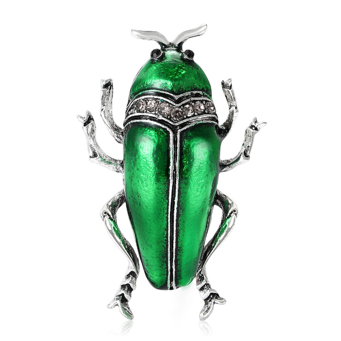 Alloy Enamel Rhinestone Beetle Brooch Pin For Cute Insect Styling