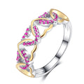 Two-Tone Open Heart Ring with Color Stone Accents with Clear Stone Details view 4