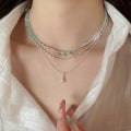 Korean Light Luxury Double Layer Alloy Teardrop Pendant Collarbone Necklace For Women view 1
