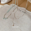 Korean Light Luxury Double Layer Alloy Teardrop Pendant Collarbone Necklace For Women view 2