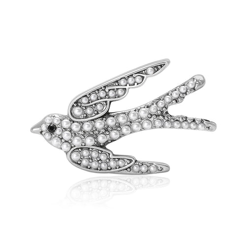 Alloy Pearl Swallow Brooch Pin For Versatile Apparel Decoration