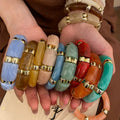 Vintage Acrylic Geometric Square And Round Spliced Bangle For Commuter Fashion Jewelry view 3