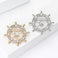 Alloy Rhinestone Ship Wheel Brooch Pin For Clothing And Scarves view 3