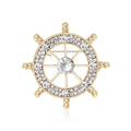 Alloy Rhinestone Ship Wheel Brooch Pin For Clothing And Scarves view 1