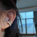 Metallic Wrinkled Double Layer Alloy Ear Cuff Clip-on Earrings Geometric Fashion Style view 4