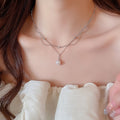 French Elegant Faux Pearl Lace Pendant Necklace Geometric Round Choker For Women view 1