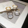 18K Gold Plated Copper Zircon Double Layer Cross Open Ring Minimalist Light Luxury Geometric Jewelry view 3