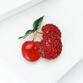 Alloy Enamel Three Cherry Brooch Pin For Fruit Apparel Accessories view 3