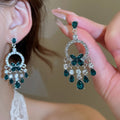 Light Luxury Alloy Butterfly Rhinestone Round Teardrop Tassel Drop Earrings view 2