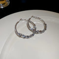 Alloy Geometric Rhinestone Hoop Earrings European American Minimalist Light Luxury Jewelry view 4
