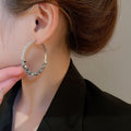 Alloy Geometric Rhinestone Hoop Earrings European American Minimalist Light Luxury Jewelry view 3