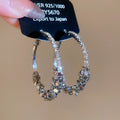 Alloy Geometric Rhinestone Hoop Earrings European American Minimalist Light Luxury Jewelry view 2