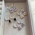 Alloy Silver Needle Rhinestone Butterfly Heart Pendant Drop Earrings Sweet Light Luxury Style view 3