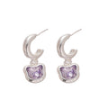 Alloy Silver Needle Rhinestone Butterfly Heart Pendant Drop Earrings Sweet Light Luxury Style view 5
