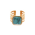18K Gold Plated Stainless Steel Waterdrop Open Ring For Women view 5