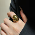 18K Gold Plated Stainless Steel Waterdrop Open Ring For Women view 4
