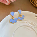 French Fresh Enamel Petal Alloy Stud Earrings Sweet Floral Silver Needle Jewelry view 4