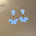 French Fresh Enamel Petal Alloy Stud Earrings Sweet Floral Silver Needle Jewelry view 2