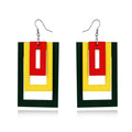Layered Rectangular Geometric Wood Drop Earrings in Six Color Options view 5