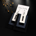 Layered Rectangular Geometric Wood Drop Earrings in Six Color Options view 3