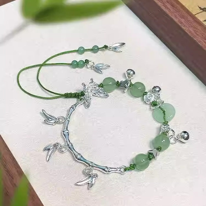 2026 New Chinese Style Zinc Alloy Butterfly Bamboo Joint Half Bangle Bracelet For Women
