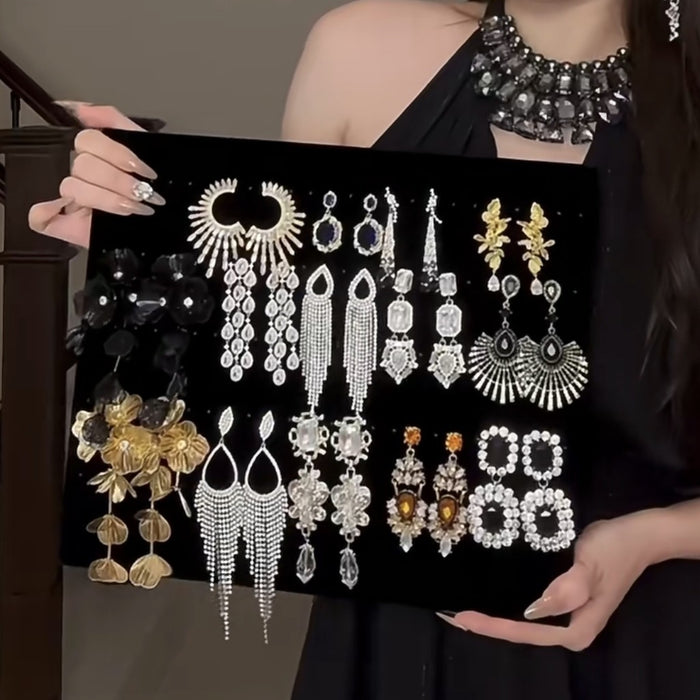 Alloy Rhinestone Statement Flower Earrings, Vintage Light Luxury Banquet Jewelry For Women