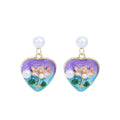 French Impressionist Garden Stud Earrings Sweet Forest Style Vintage 3D Pearl Flower Heart Ear Jewelry view 5