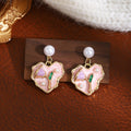 French Impressionist Garden Stud Earrings Sweet Forest Style Vintage 3D Pearl Flower Heart Ear Jewelry view 2