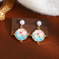 French Impressionist Garden Stud Earrings Sweet Forest Style Vintage 3D Pearl Flower Heart Ear Jewelry view 4
